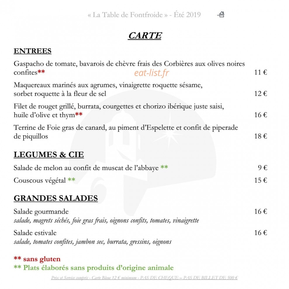 La Table de Fontfroide — carte page 4