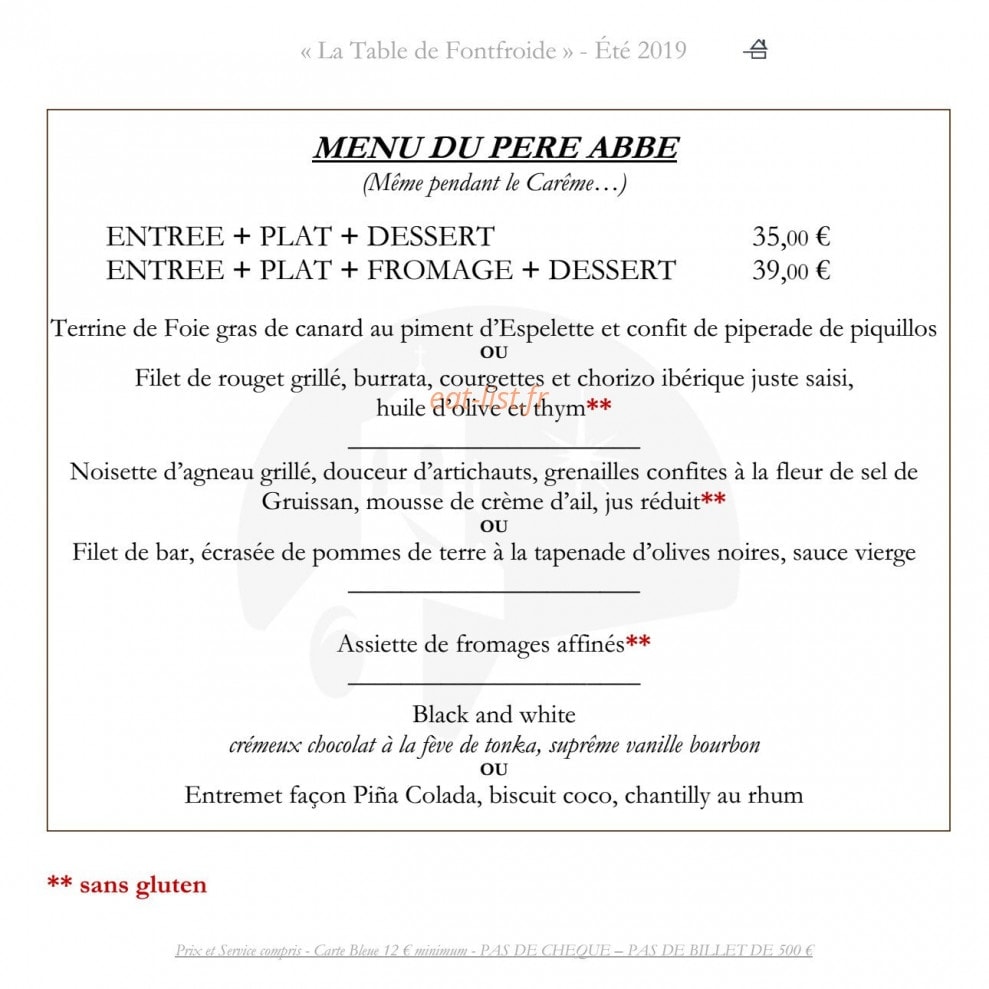 La Table de Fontfroide — carte page 2