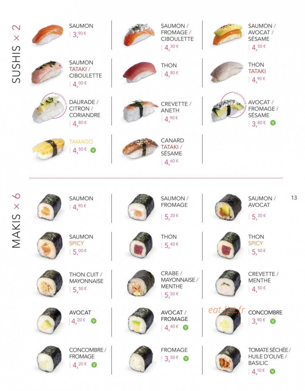 Lady Sushi — carte page 11