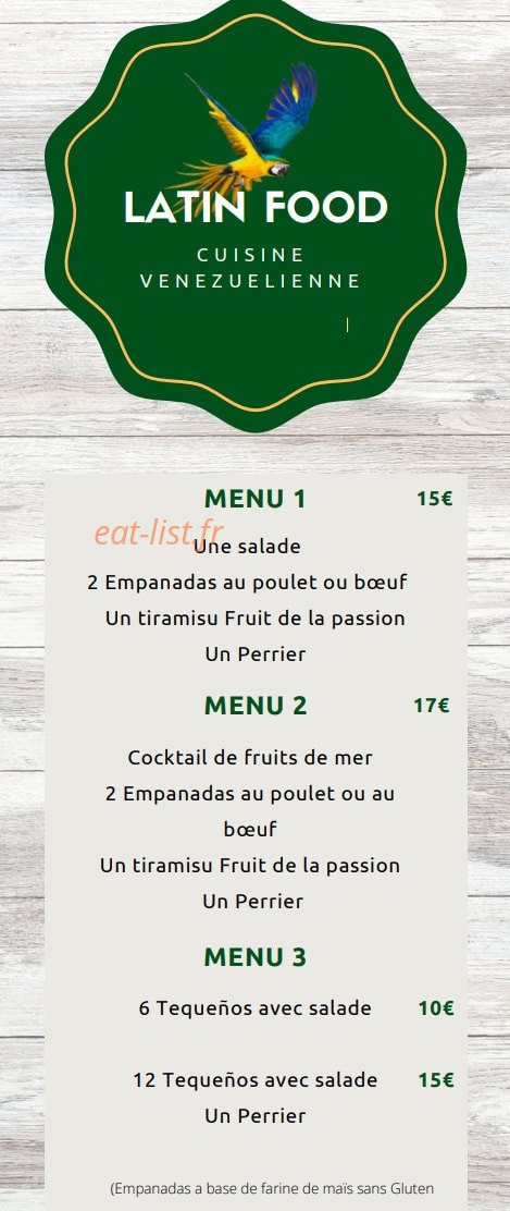 Latino Food — carte page 1