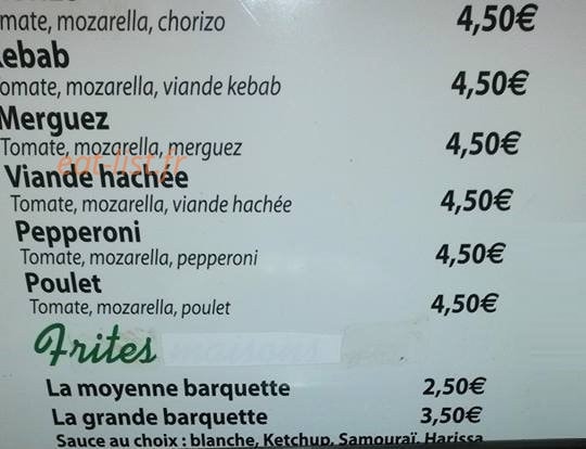 Le Chalet Gourmand — carte page 1