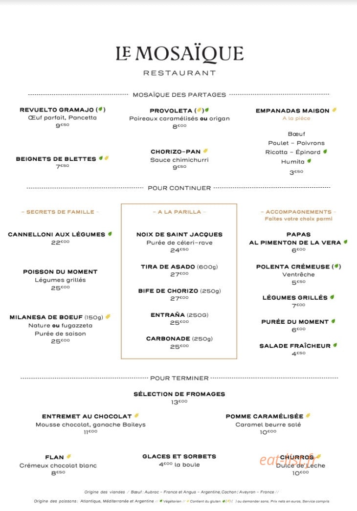 Le Mosaïque — carte page 1