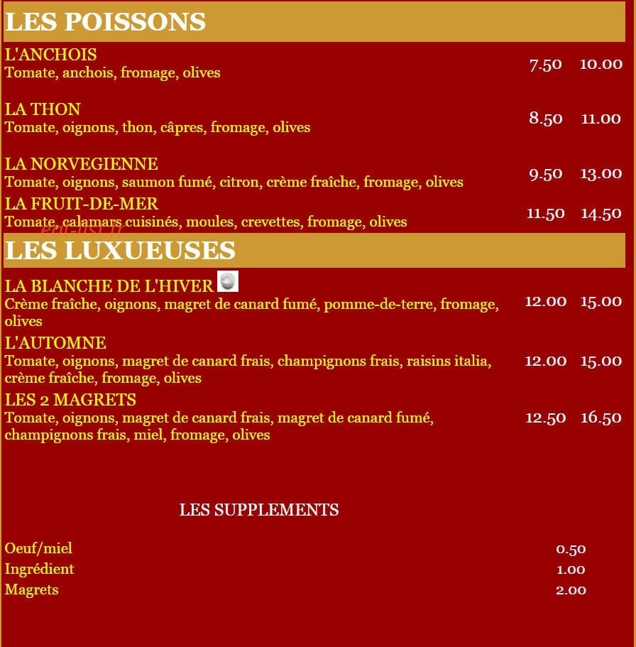 Le palais des pizzas — carte page 3