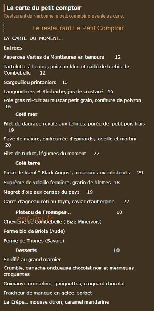 Le petit comptoir — carte page 3