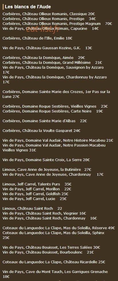 Le petit comptoir — carte page 4