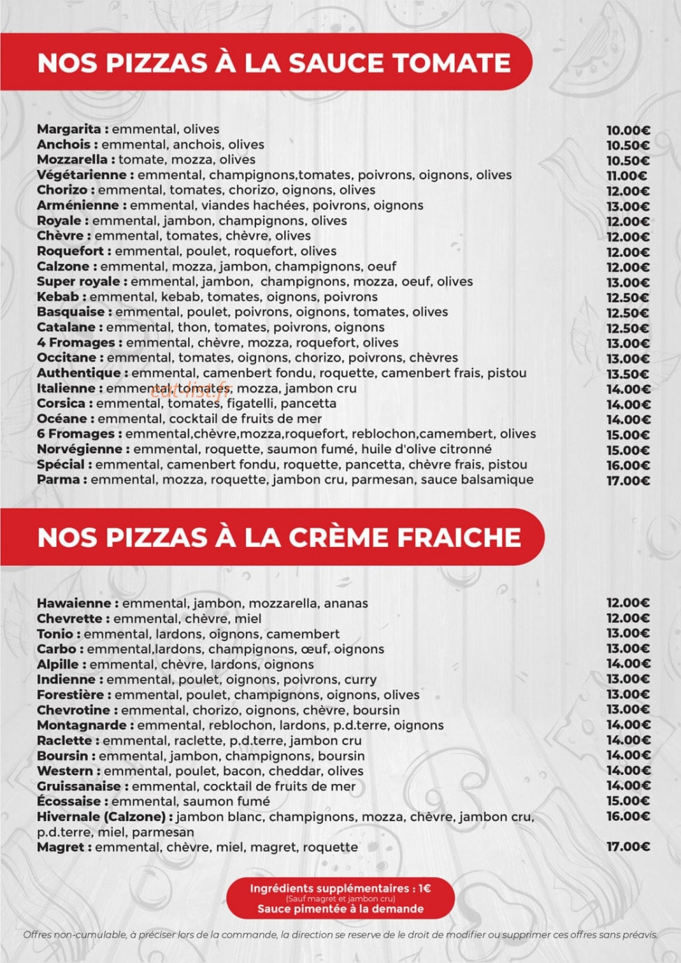 Pizza Les Deux Frères — carte page 2