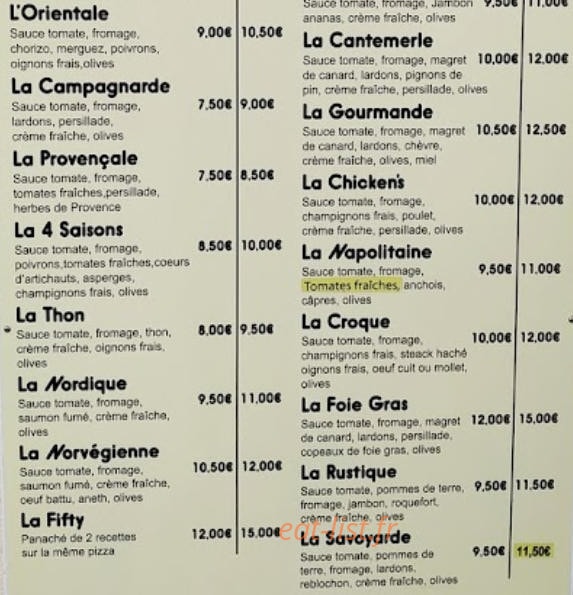 Pizzas Cantemerle — carte page 2