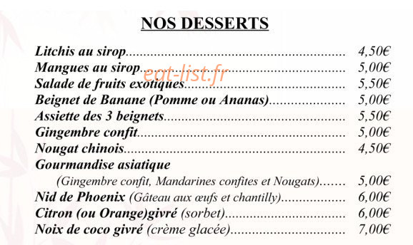Restaurant Asia — carte page 11