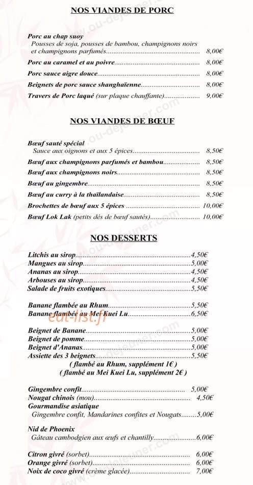Restaurant Asia — carte page 5