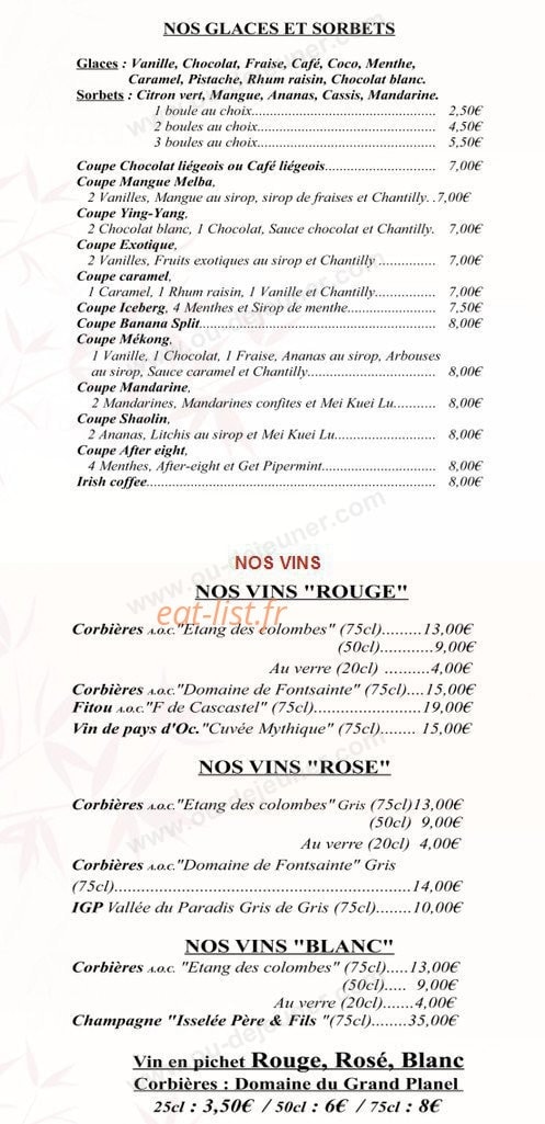 Restaurant Asia — carte page 6