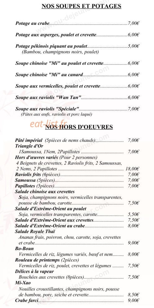 Restaurant Asia — carte page 3