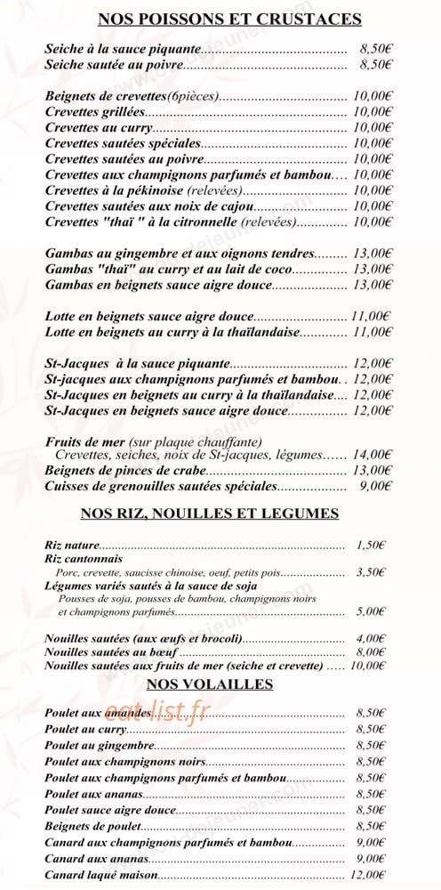 Restaurant Asia — carte page 4