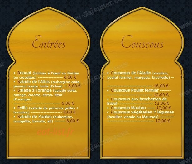 Restaurant l'Aladin — carte page 7