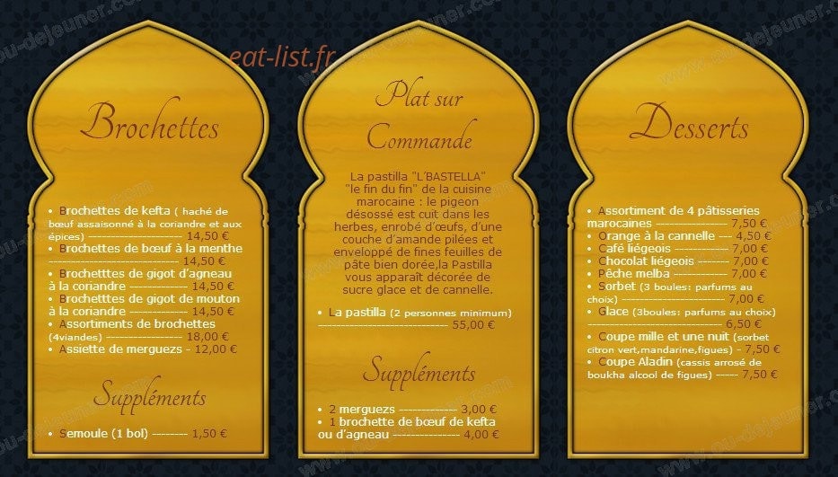 Restaurant l'Aladin — carte page 4