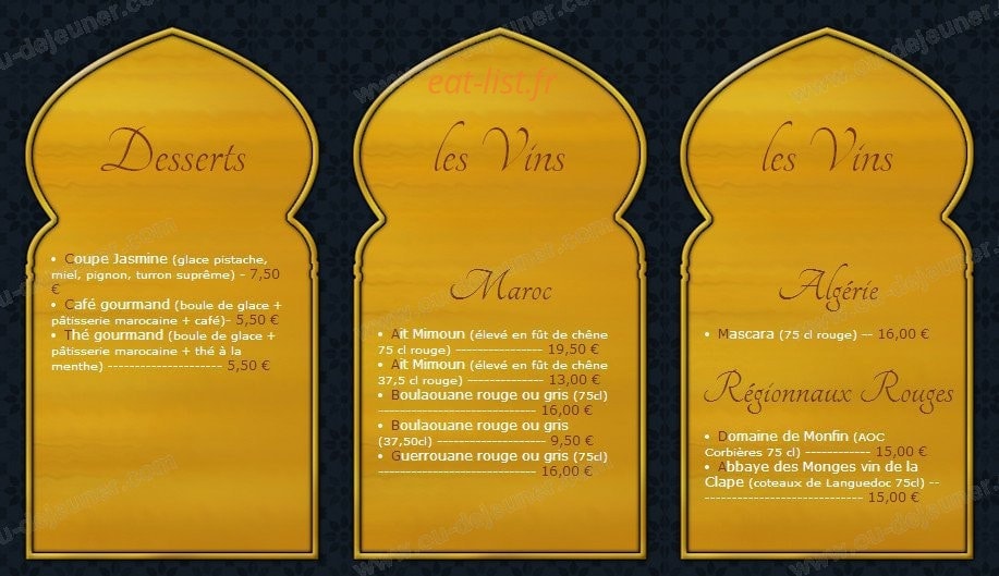 Restaurant l'Aladin — carte page 5