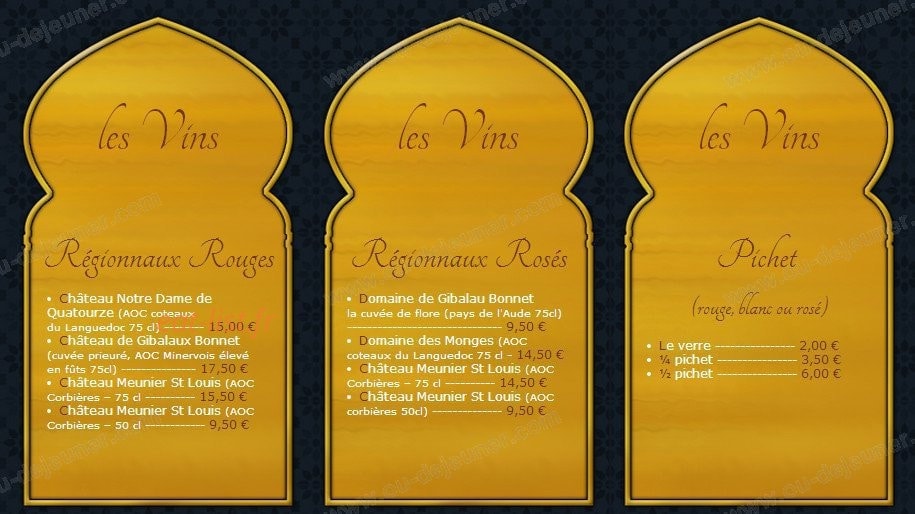 Restaurant l'Aladin — carte page 6