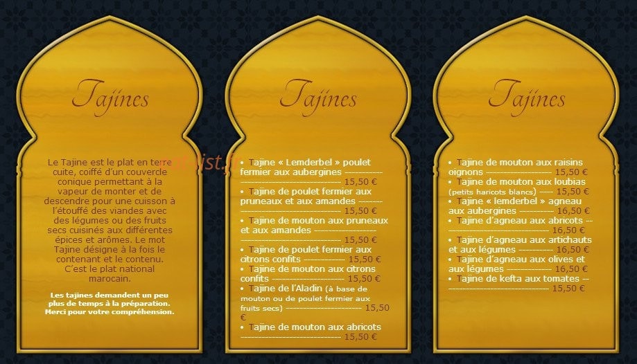 Restaurant l'Aladin — carte page 3