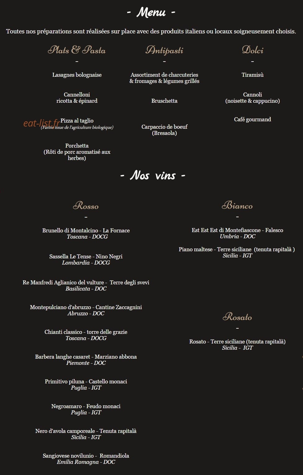 Sapori d'Italia — carte page 1