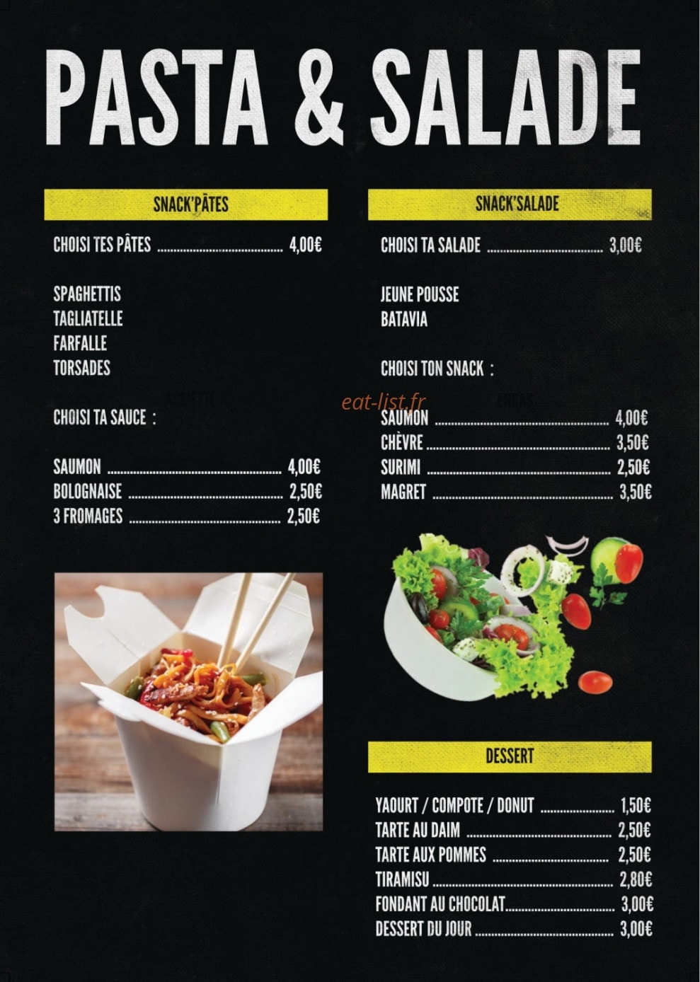Snack'chat — carte page 3