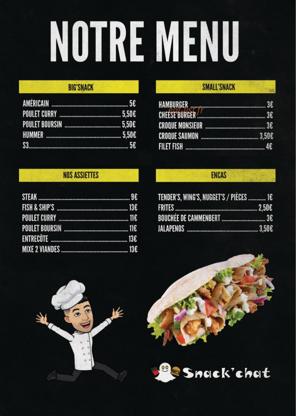 Snack'chat — carte page 2