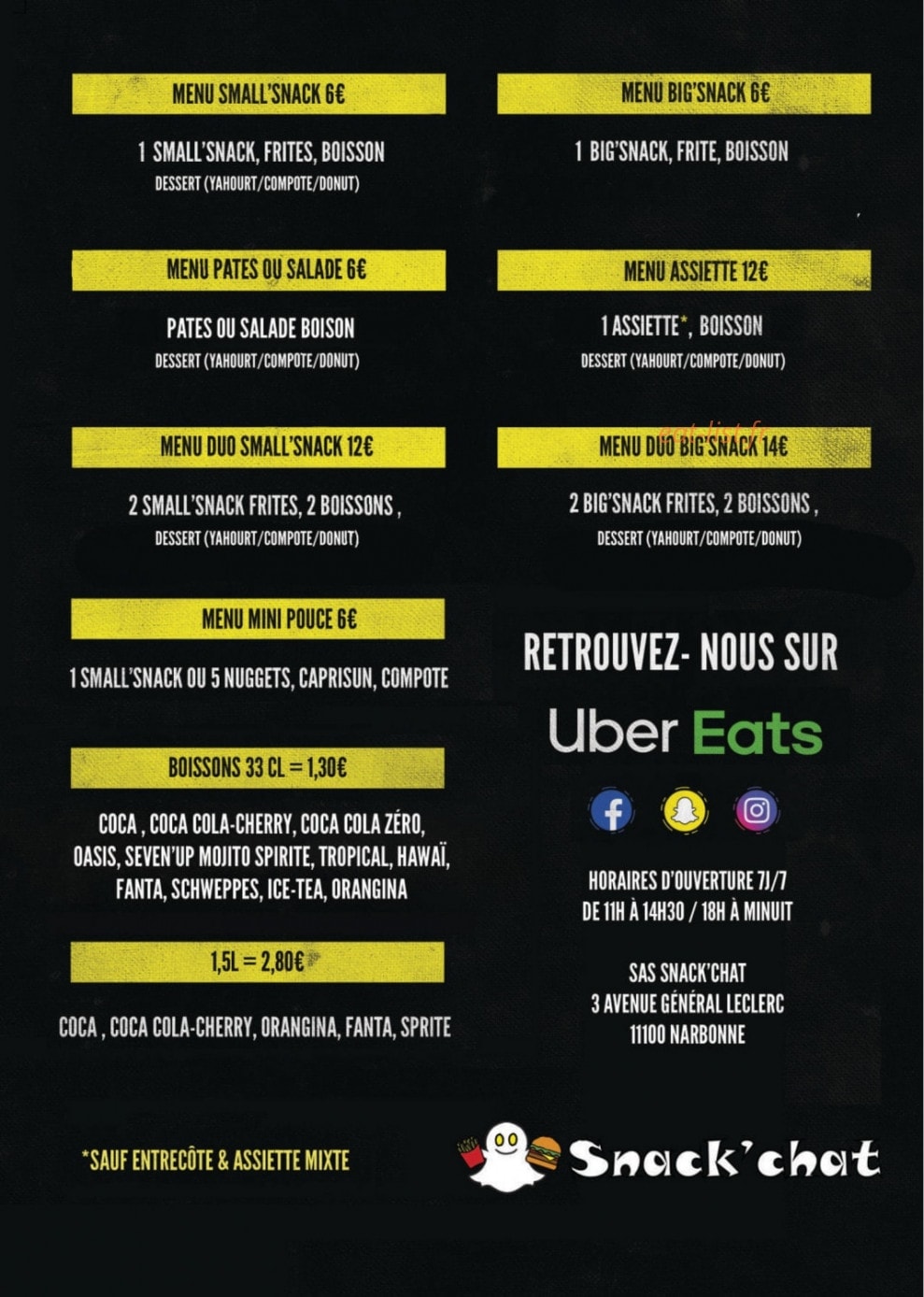 Snack'chat — carte page 4