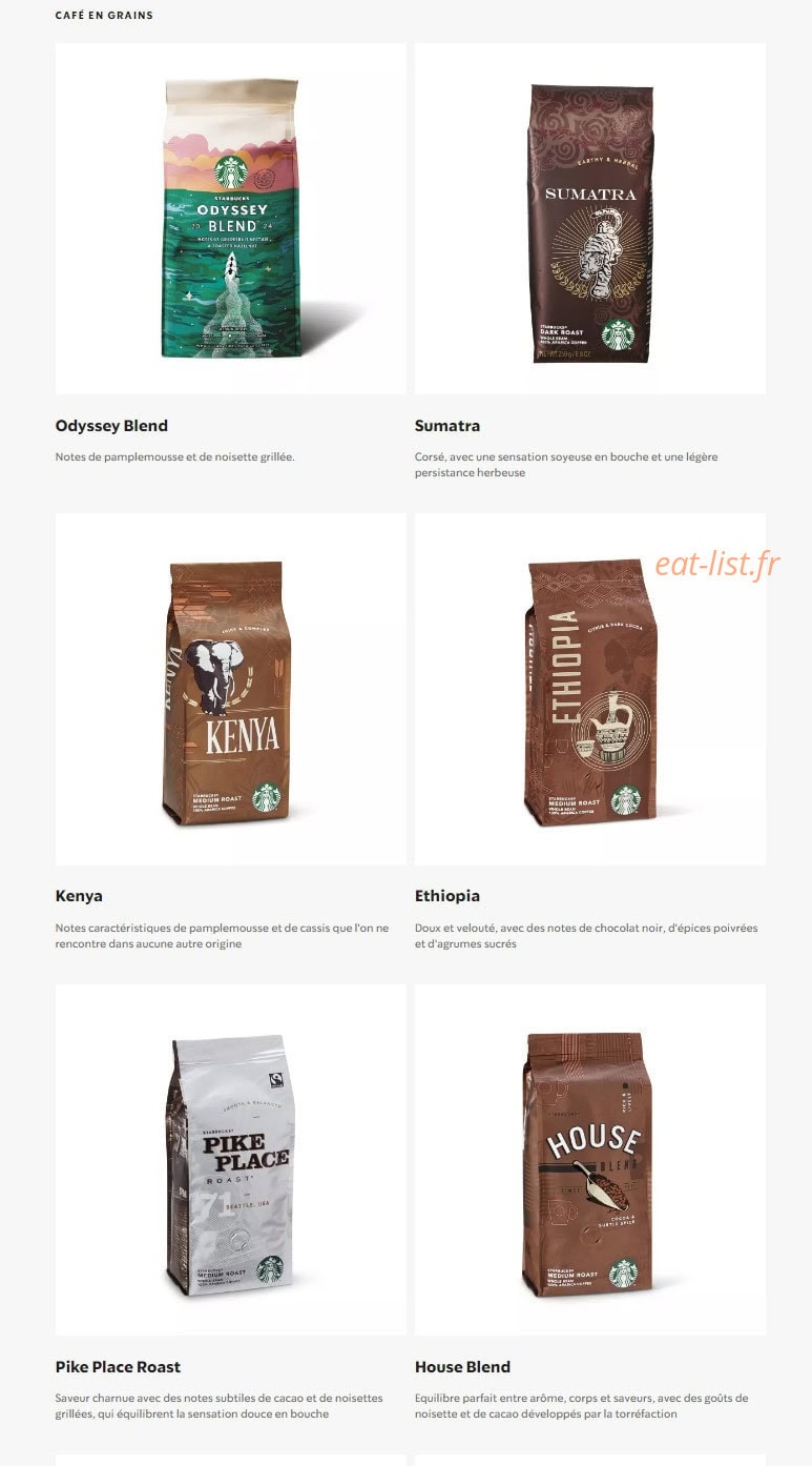 Starbucks Coffee — carte page 25