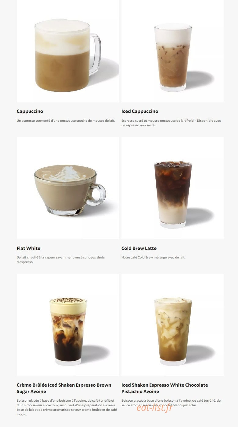 Starbucks Coffee — carte page 2