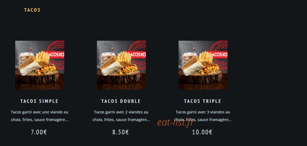 Tacos lovers — carte page 1