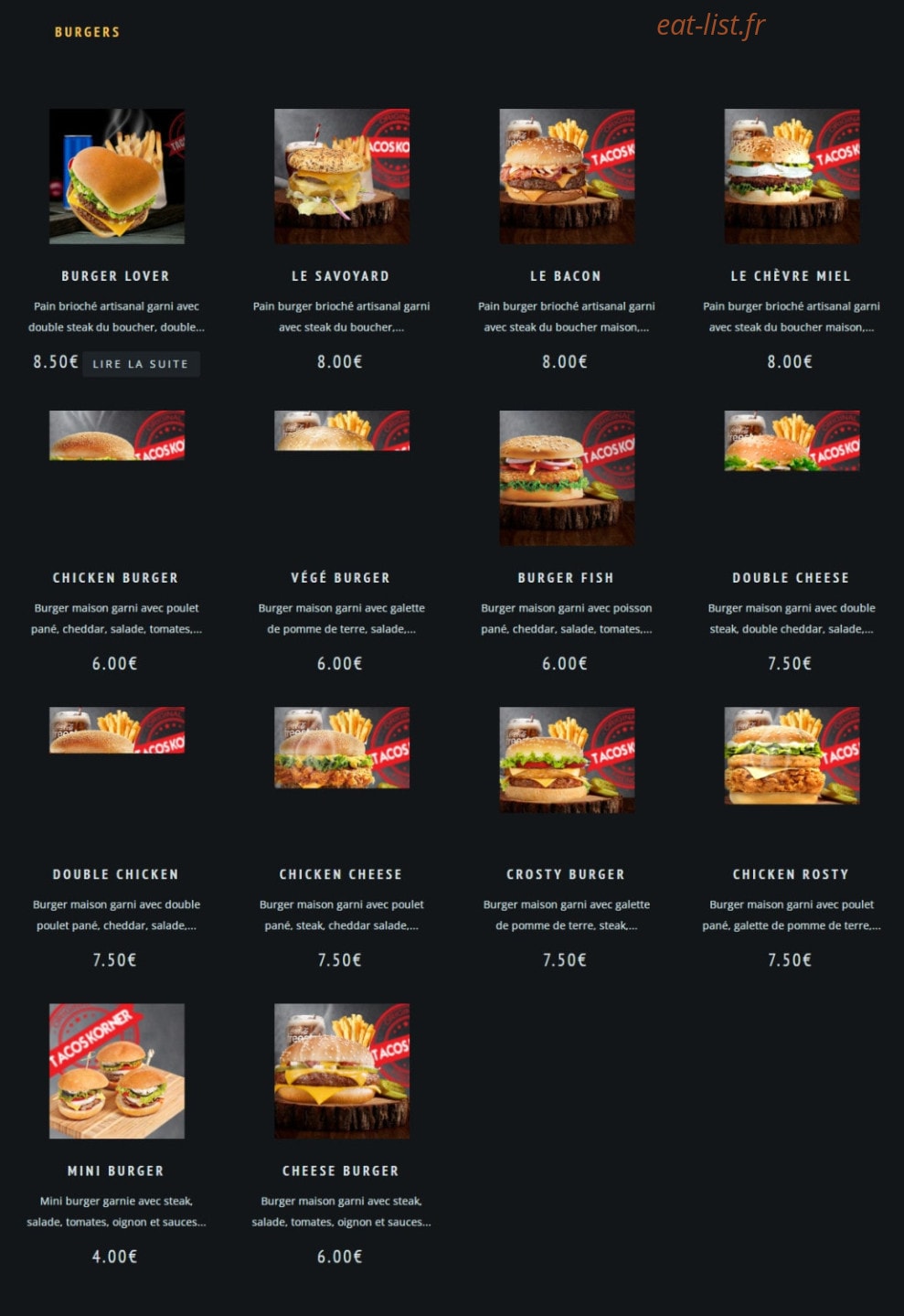 Tacos lovers — carte page 4