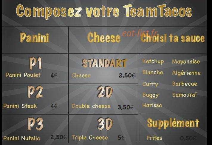 Team Tacos — carte page 2