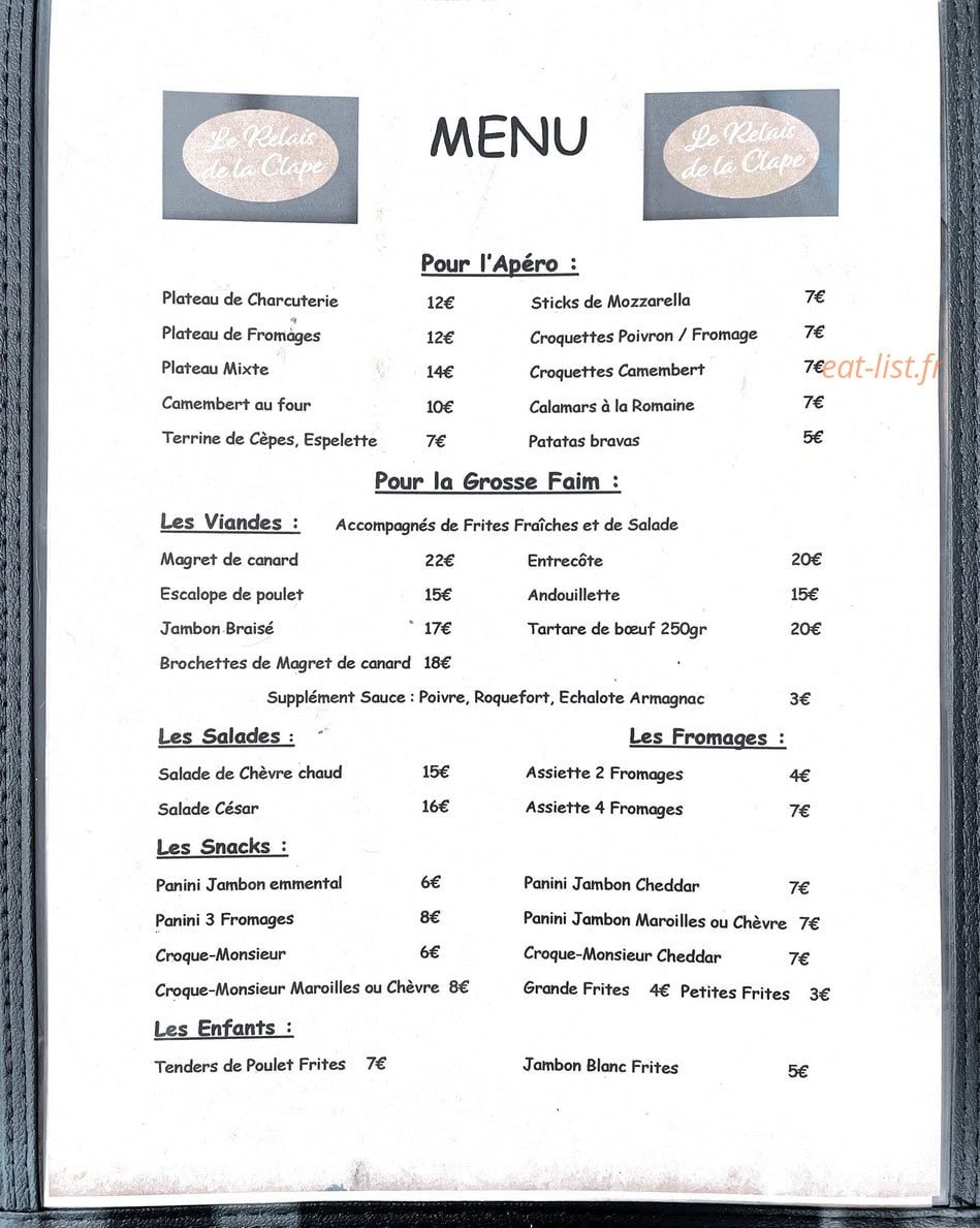 Le relais de la clape — carte page 1