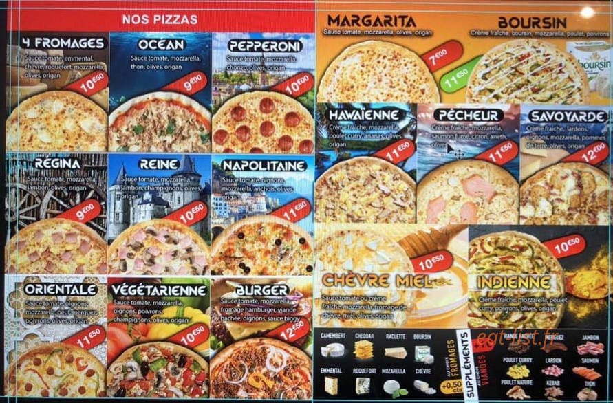 Au 1001 pizzas — carte page 2