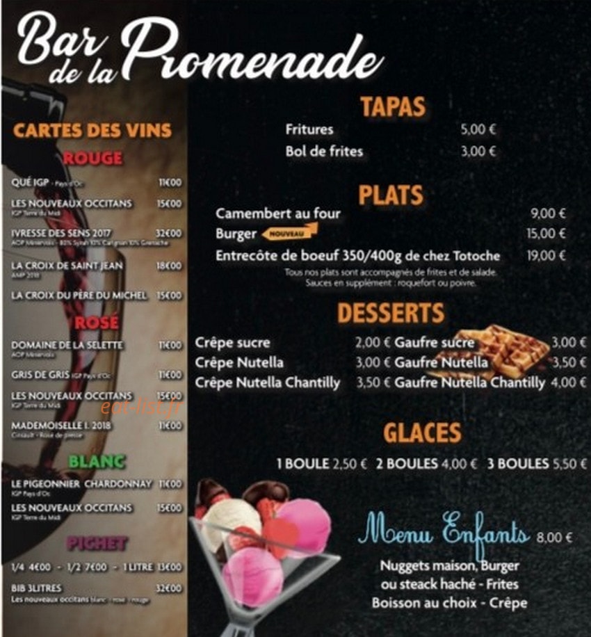 Bar de la Promenade — carte page 1