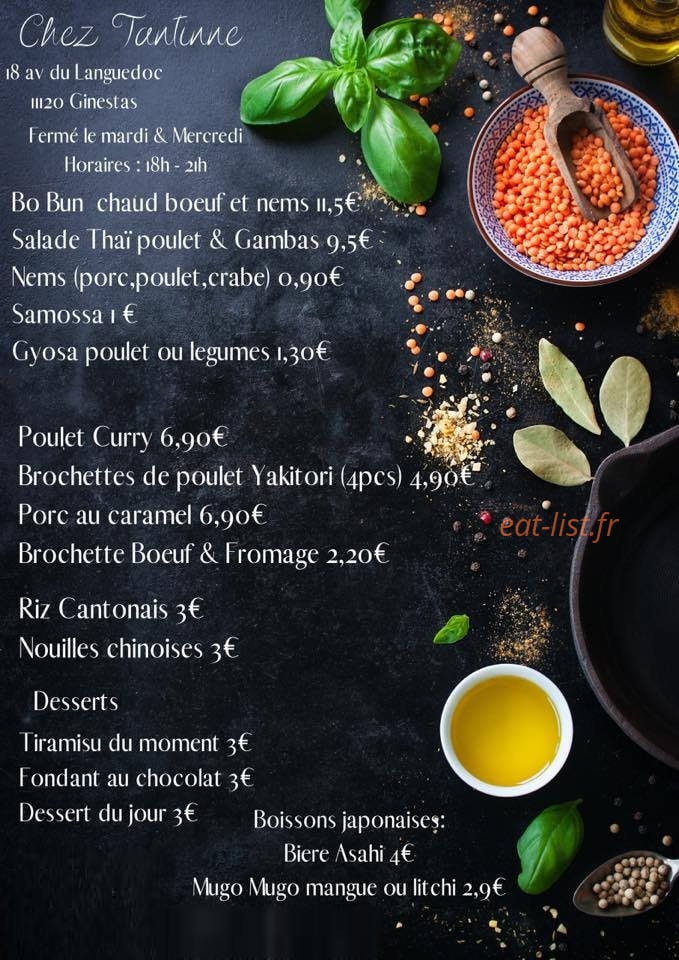 Chez Tantinne — carte page 2