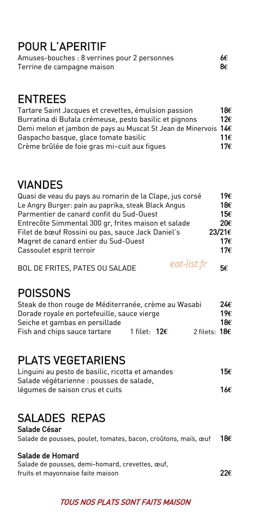 L'Ô à la Bouche — carte page 1