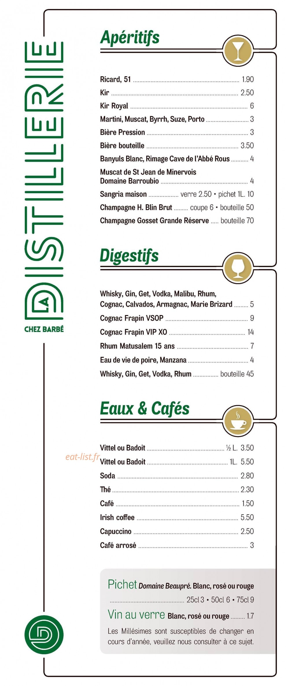 La Distillerie - Chez Barbé — carte page 3