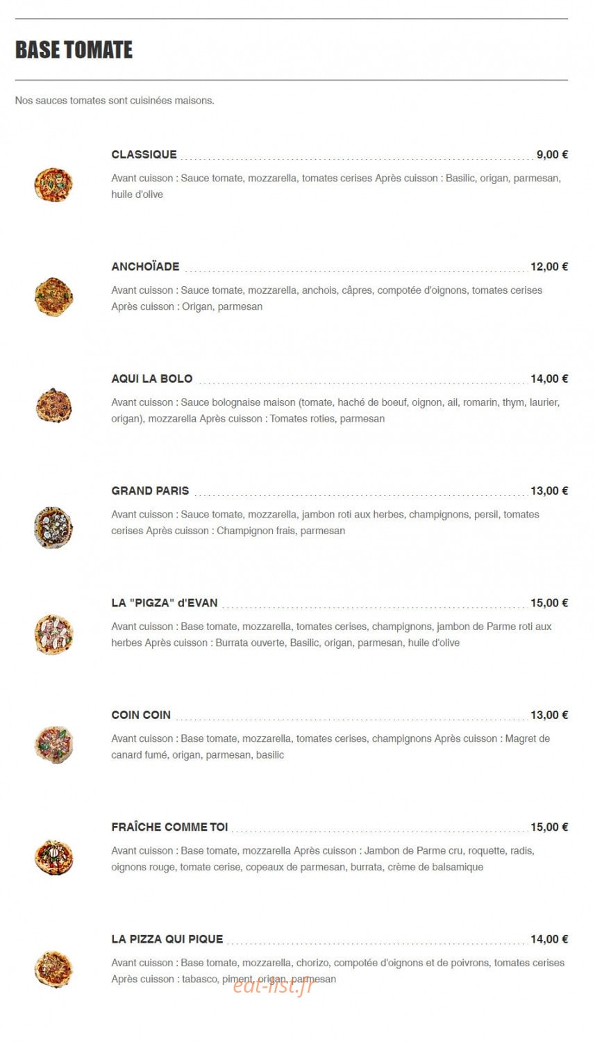 Pizza Nolita — carte page 1