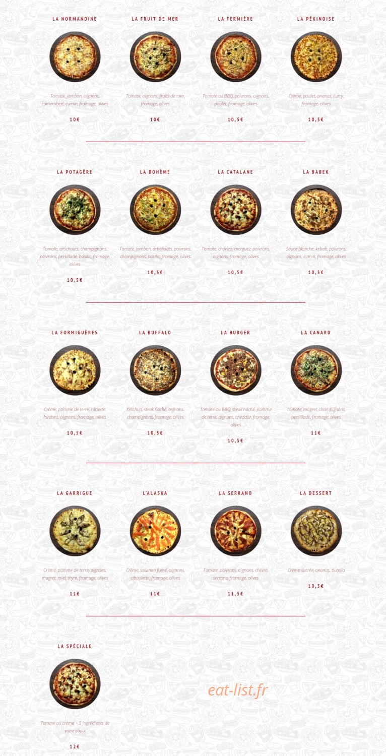 Béa Pizza — carte page 2