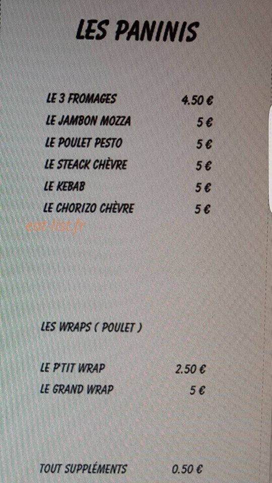 O p'tit creux — carte page 1