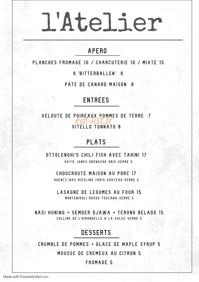L'Atelier — carte page 1