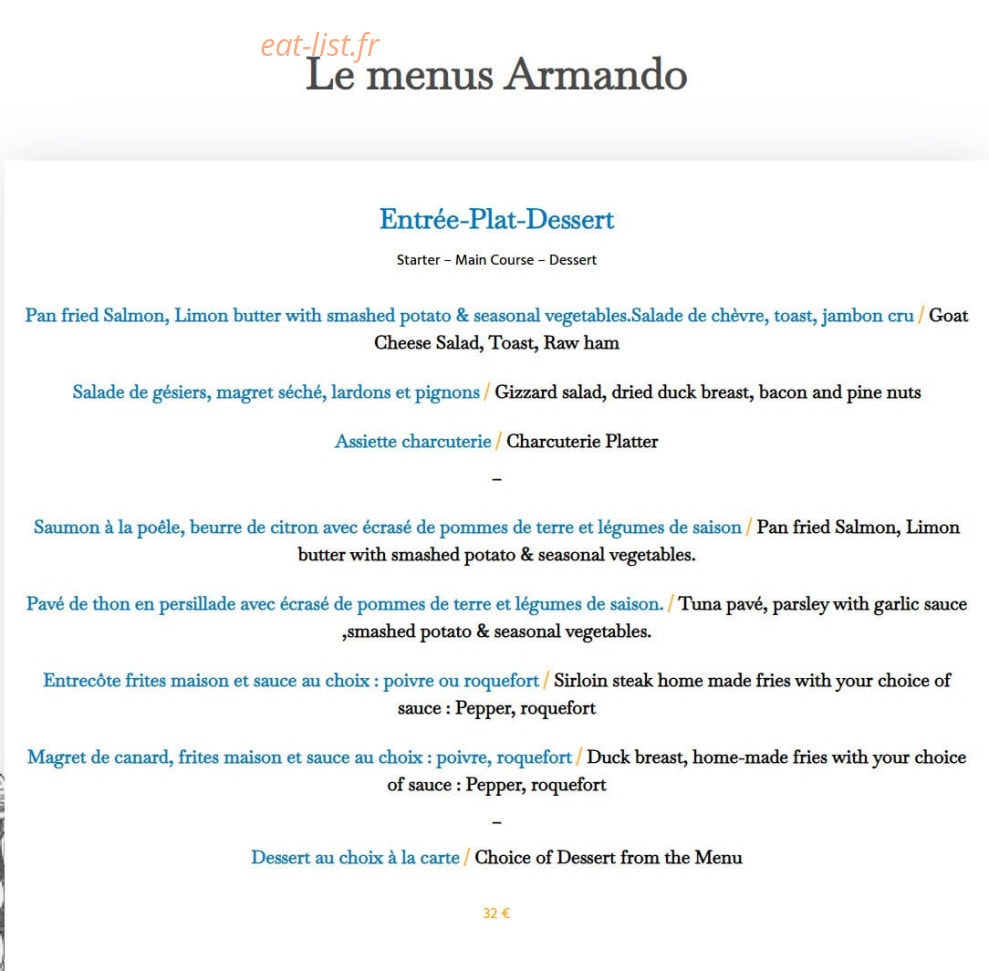 Le Bistro d'Armando — carte page 6