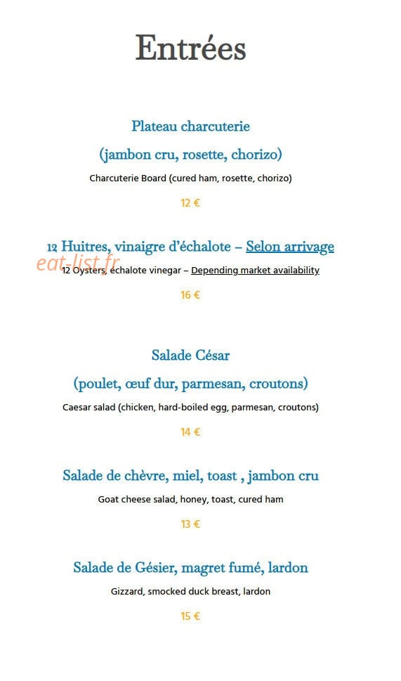 Le Bistro d'Armando — carte page 1