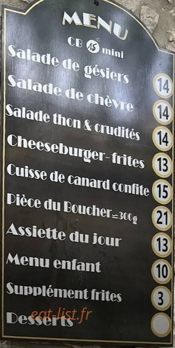 Le Bistrot — carte page 1