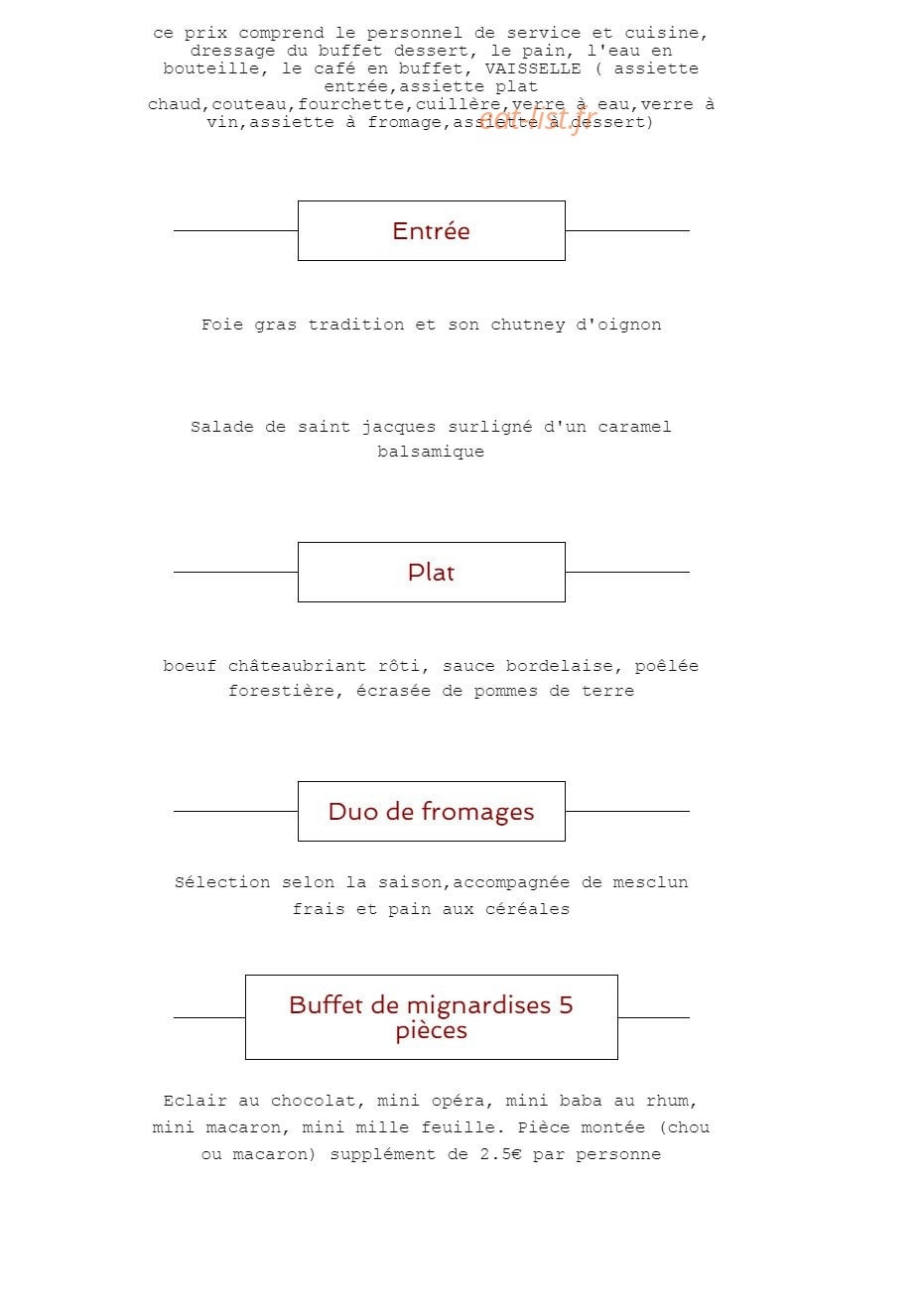 L.S Traiteur — carte page 2