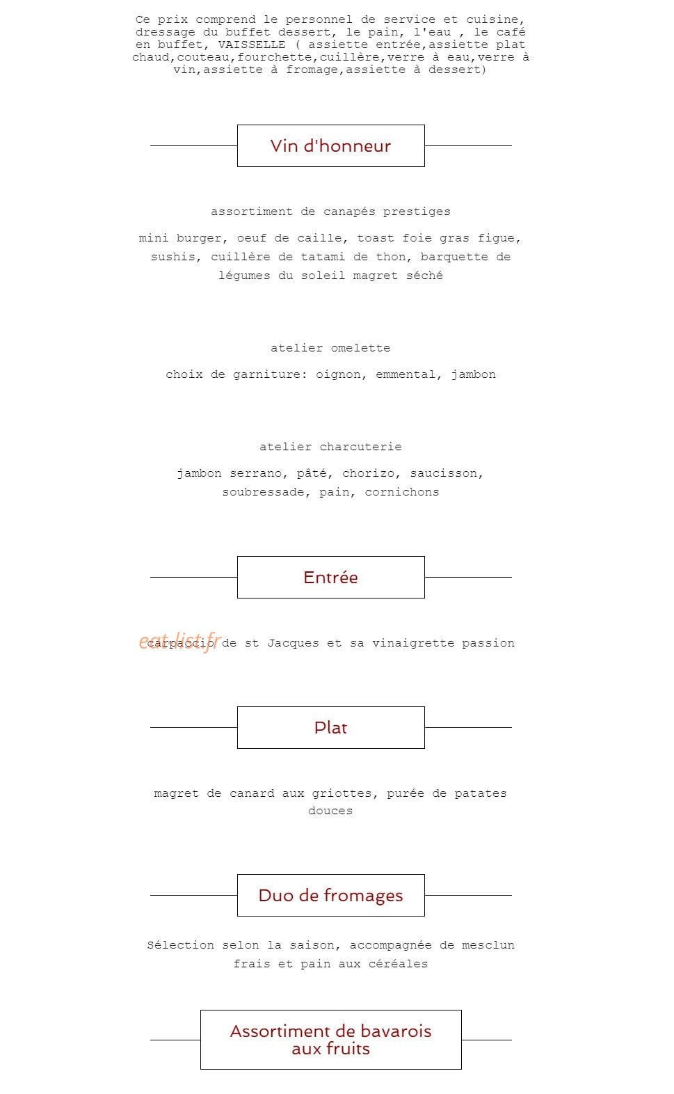 L.S Traiteur — carte page 4