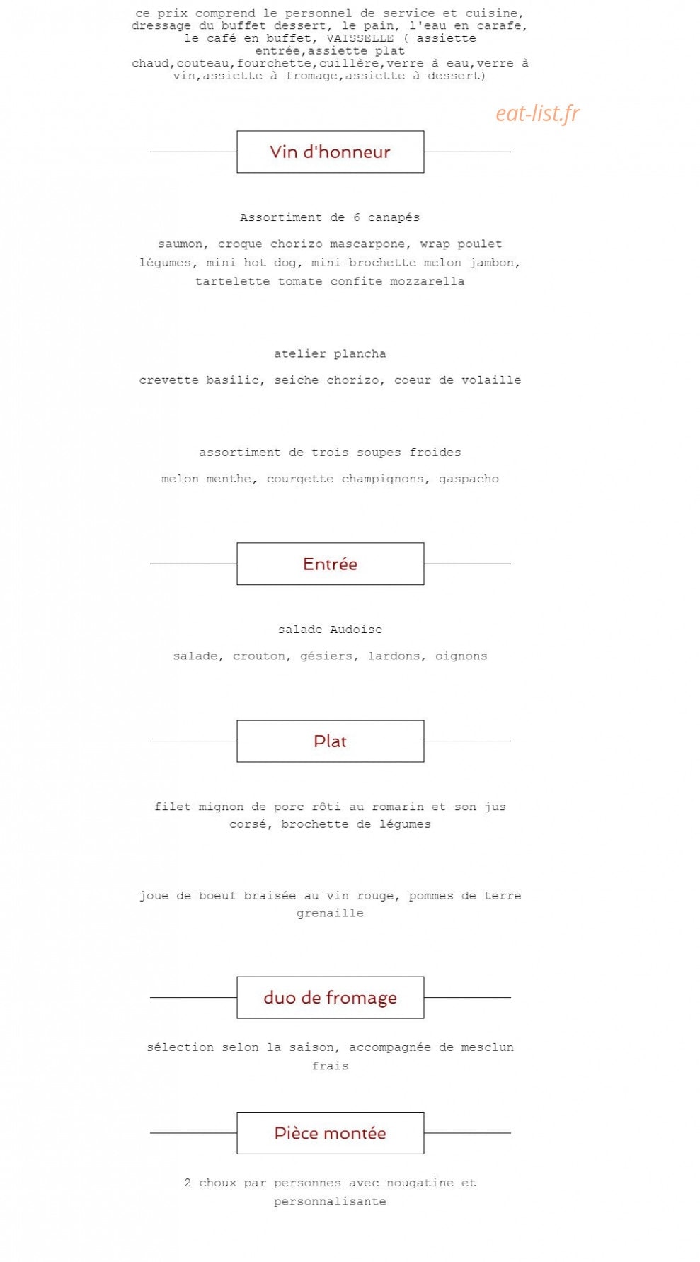 L.S Traiteur — carte page 3