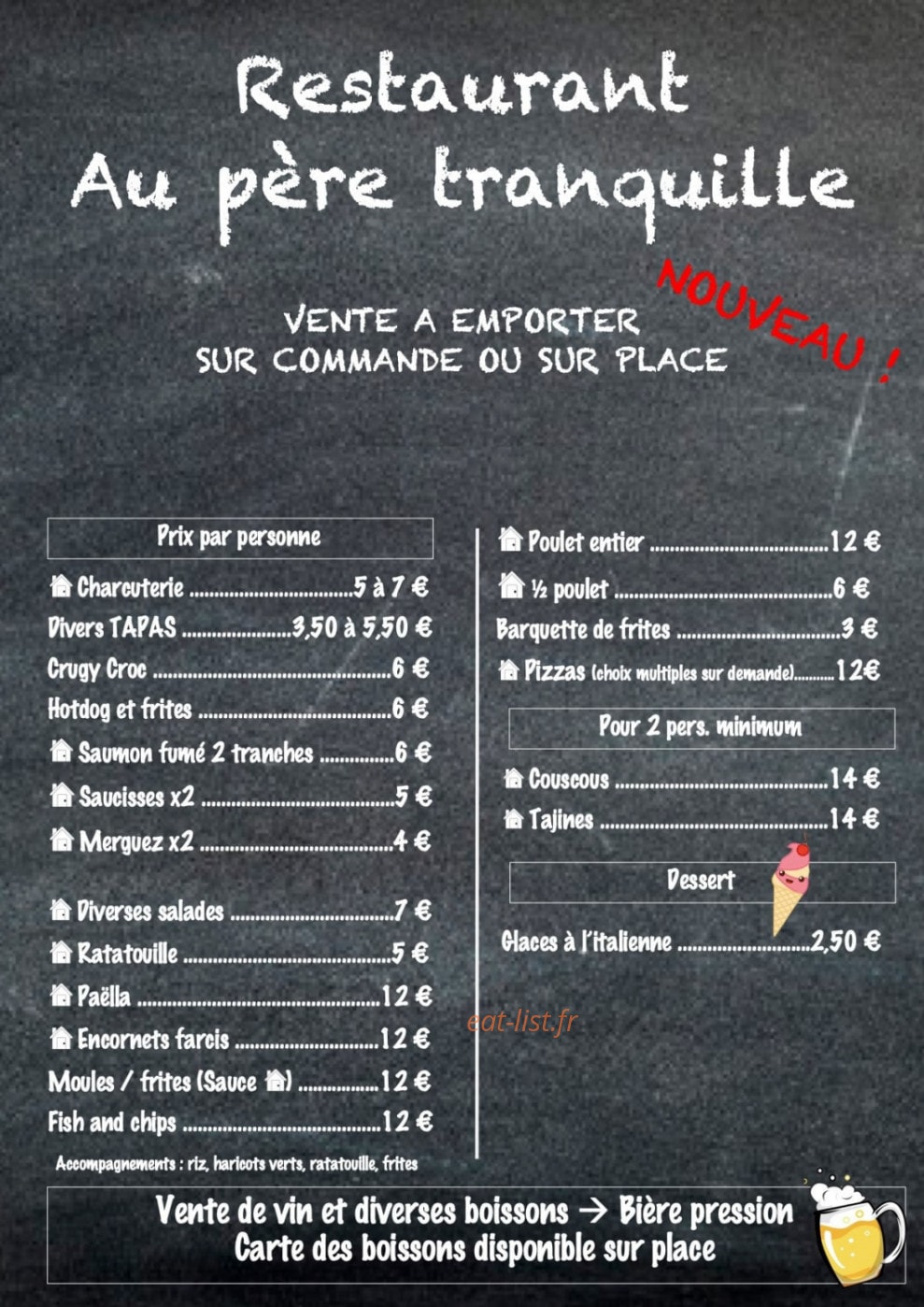 Au Père Tranquille — carte page 1
