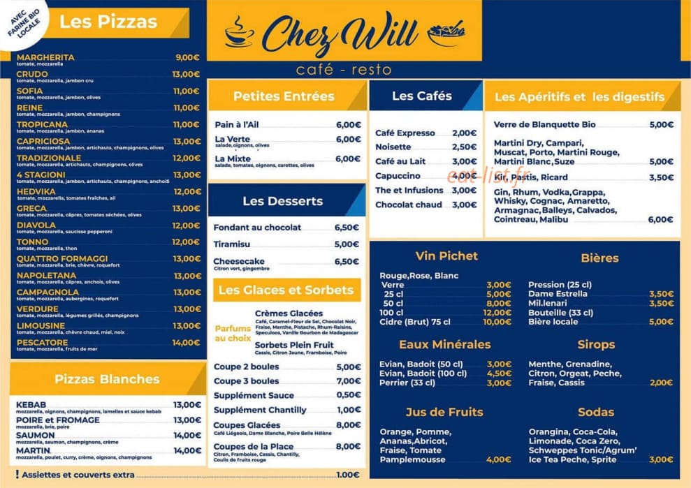 Chez Will — carte page 1