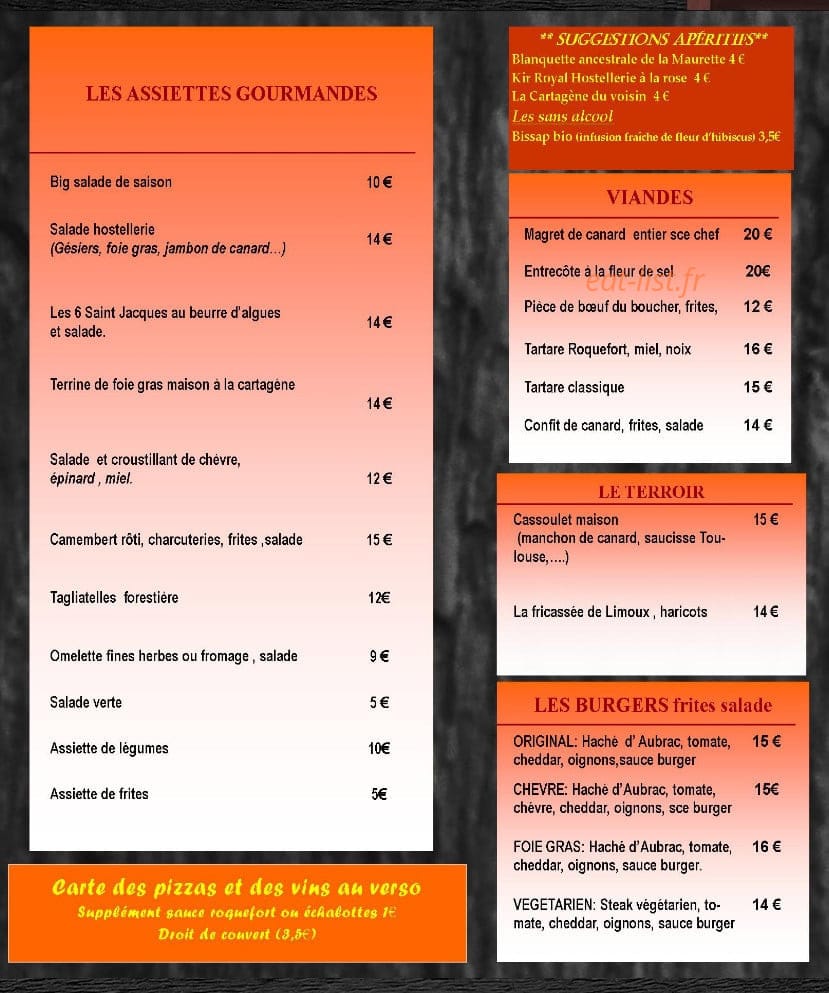L'Hostellerie — carte page 1