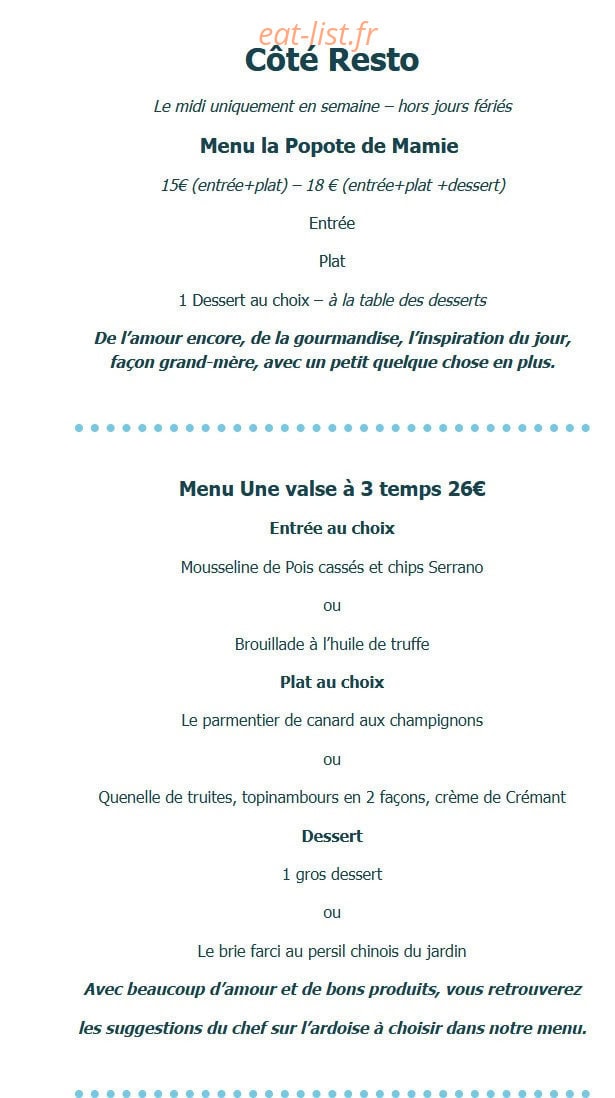 La Petite Cuillère — carte page 1